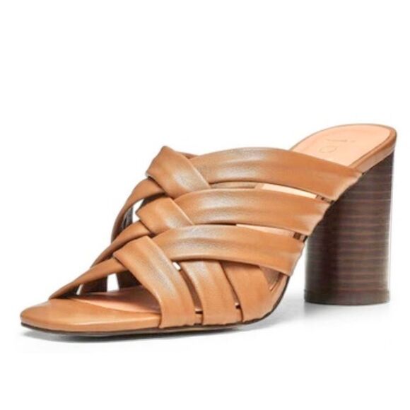 Joie Mules‎ Size 7 Brown Leather Crisscross Stacked Block Heel - Picture 1 of 9